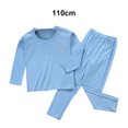 thumbnail image 3 of Worallymy Kids Thermal Underwear Elastic Long Sleeve Round Neck Autumn Winter Office School Outdoor Warm Tops Bottom Suit for Boys Blue 110cm, 3 of 8