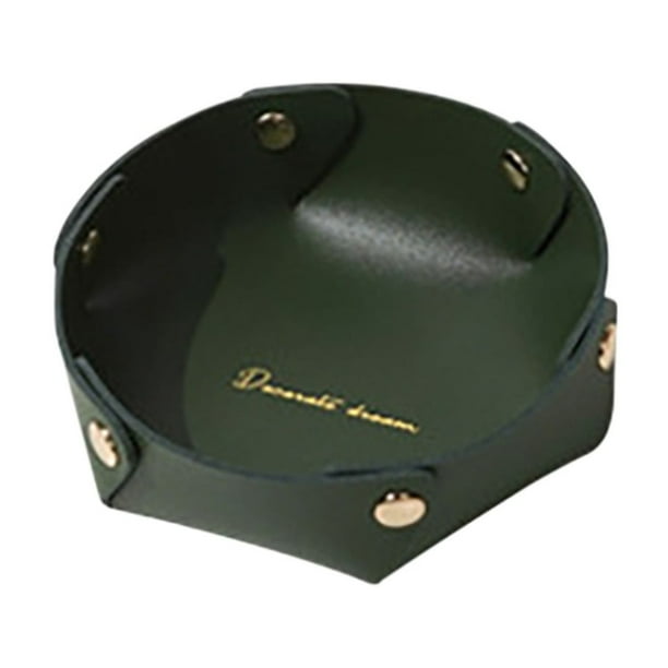 Bandeja de almacenamiento de escritorio de cuero pequeña | Organizador multiusos para llaves, carteras, monedas, joyas, reloj, teléfono | Diseño plegable portátil | Opción de regalo | Múltiples