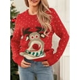 thumbnail image 6 of KelaJuan Women Christmas Sweater Long Sleeve Crew Neck Cartoon Elk Pullover Sweater Winter Sweater, 6 of 6