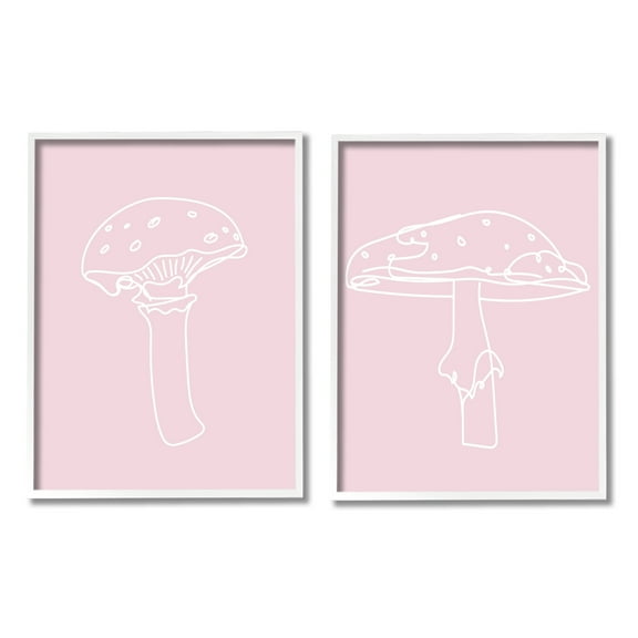 Stupell Industries Pastel Mushroom Doodles Botanical & Floral Painting White Framed Art Print Wall Art, 16 x 20, Set of 2
