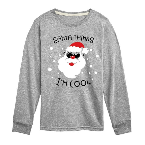 Instant Message - Santa Thinks Im Cool Christmas - Boy's Toddler & Youth Long Sleeve Graphic T-Shirt