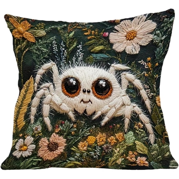 Decorative Pillow Covers | 18x18inch Floral Plush Spider - Cute Pillow Covers Bedroom Decor,for Home Decor Bed Couch Sofa Office Farmhouse Patio Balcony(Q)