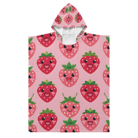 Kid Hooded Beach Towel Bath Poncho Towels Soft Absorbent Quick Dry for Boy Girl Lovely Strawberry S