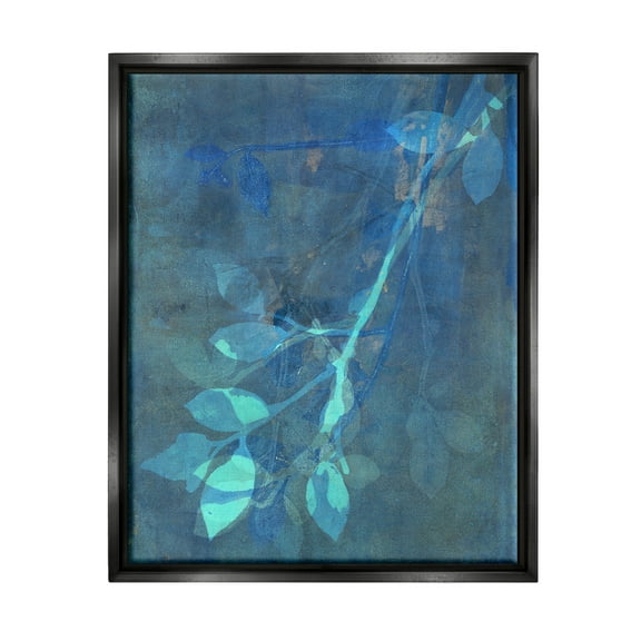 Layered Abstract Botanical Leaves Botanical & Floral Graphic Art Jet Black Framed Art Print Wall Art