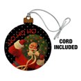 thumbnail image 2 of Christmas Holiday Santa Ho Ho Ho Wreath Wood Christmas Tree Holiday Ornament, 2 of 7