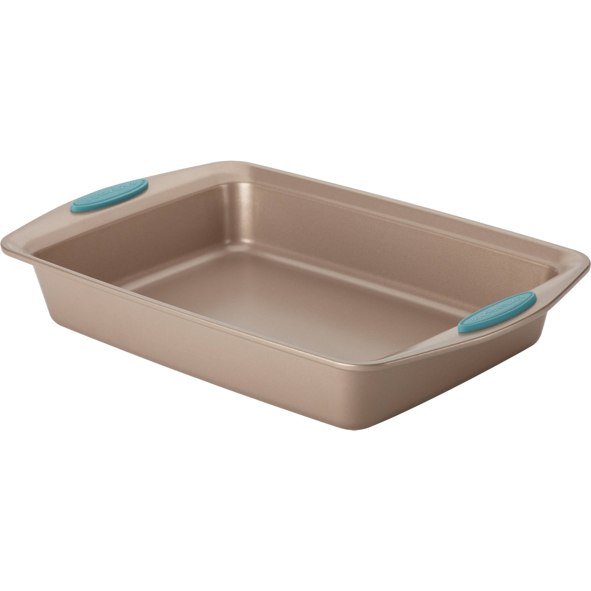 Rachael Ray Cucina Nonstick Bakeware Pans, Latte Brown with Agave Blue Handle Grips