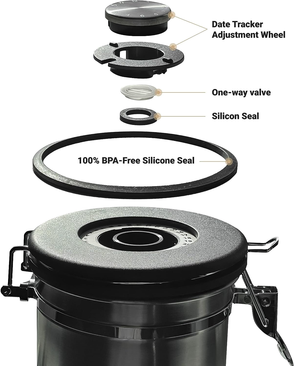 Stainless Steel Coffee Canister   Airtight Kitchen Food Storage Container with