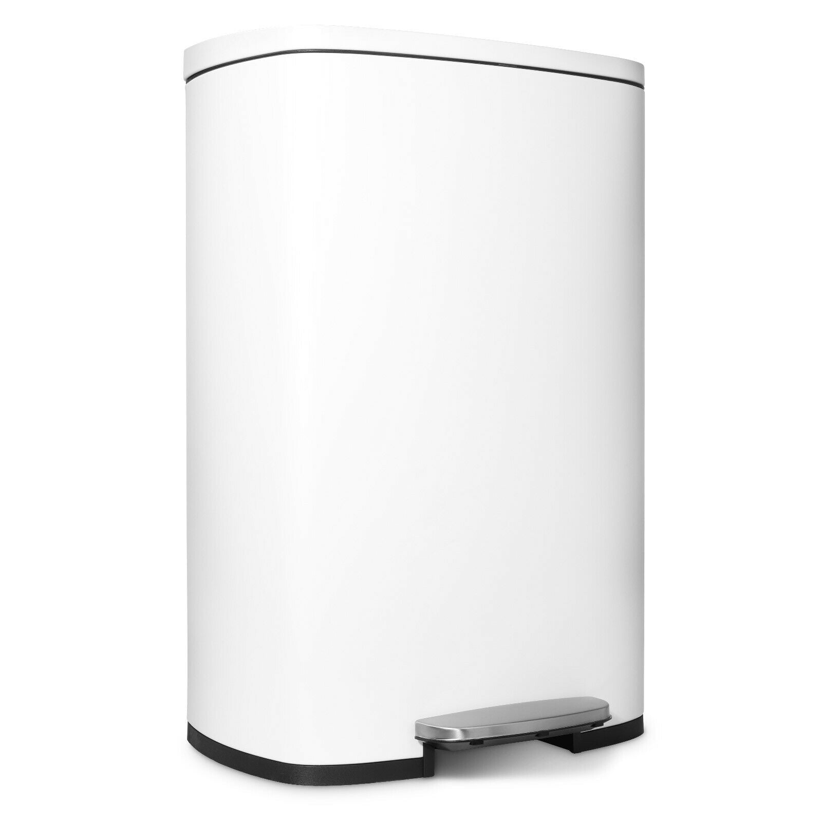 LAZY BUDDY 13.2 gal Bathroom Trash Can with Lid, Stainless Steel