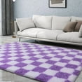 thumbnail image 6 of SARAG Super Soft Rug For Bedroom, 5x7ft White And Purple Area Rug Classic Checkered Shaggy Anti-Skid High Pile Soft Fluffy Rug Fuzzy Carpet For Living Room Bedroom Kids Room Nursery, Dorm, 6 of 9