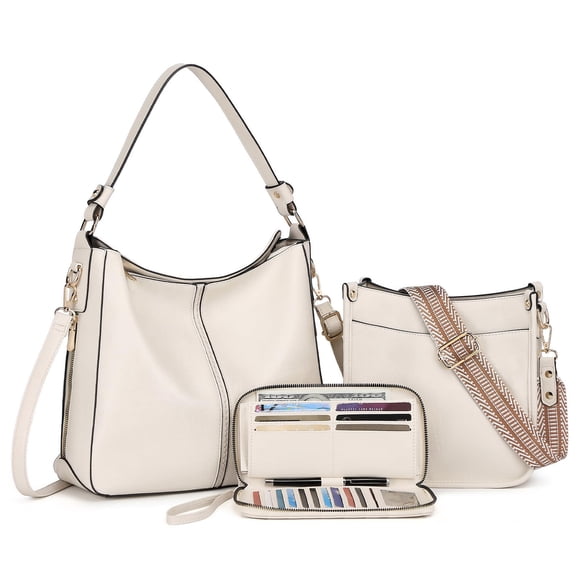 Set de bolsos BAVERGE para mujer, piel, 3 piezas con cartera y correa