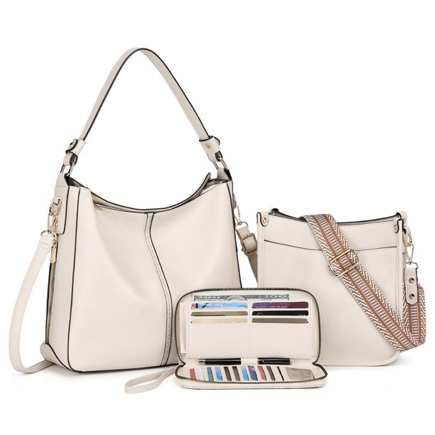 Set de bolsos BAVERGE para mujer, piel, 3 piezas con cartera y correa