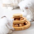 thumbnail image 4 of Ejercitador de rodillos interactivo para mascotas, juguete de pelota de juguete para gatos con torre de 2 niveles (bambú), 4 of 5