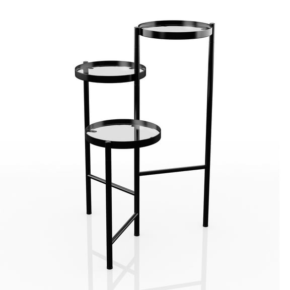 Furniture of America Selena Indoor 3-Tier Plant Stand, Black