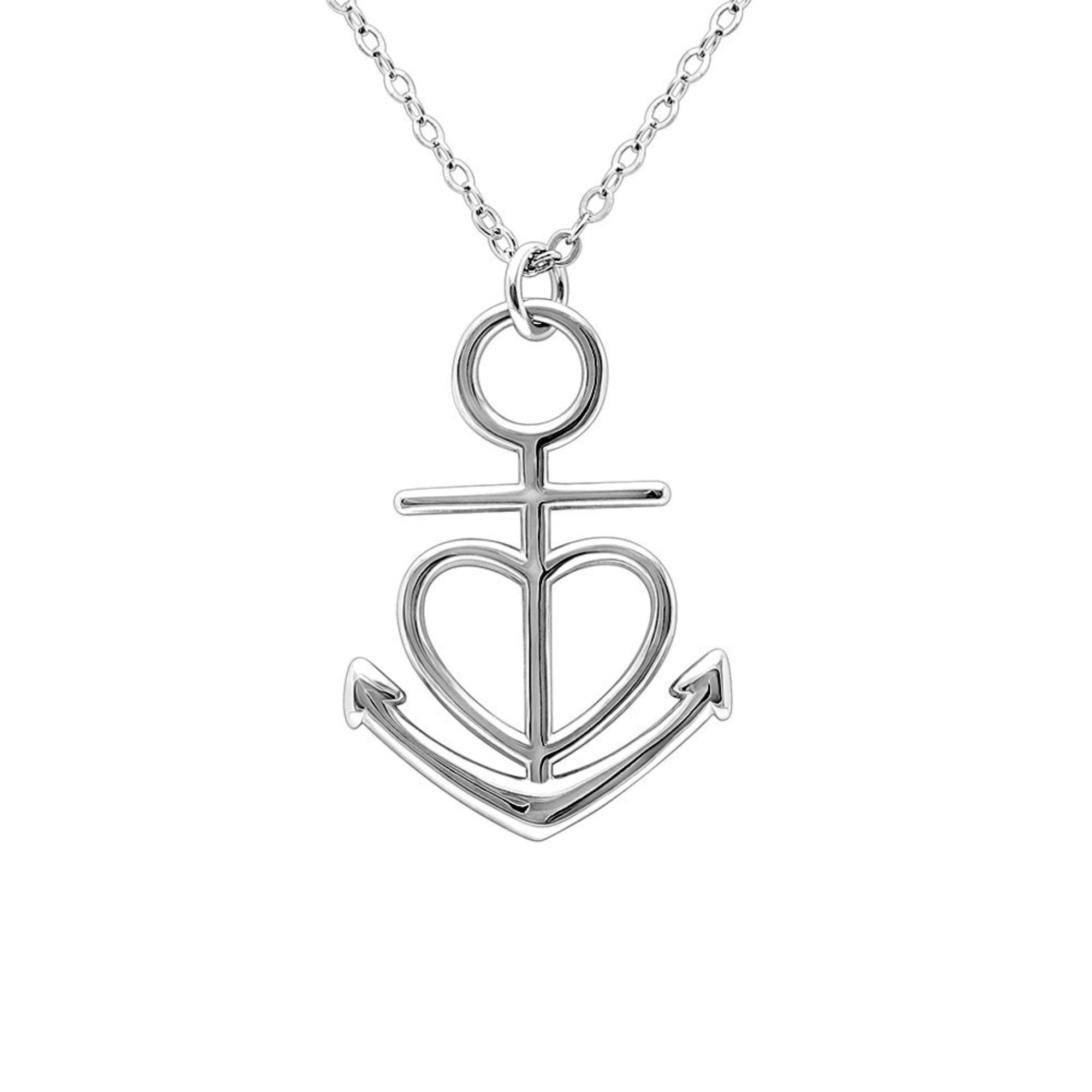 Thank You Greeting Card Silver Anchor Heart Necklace Womens Ginger Lyne Collection