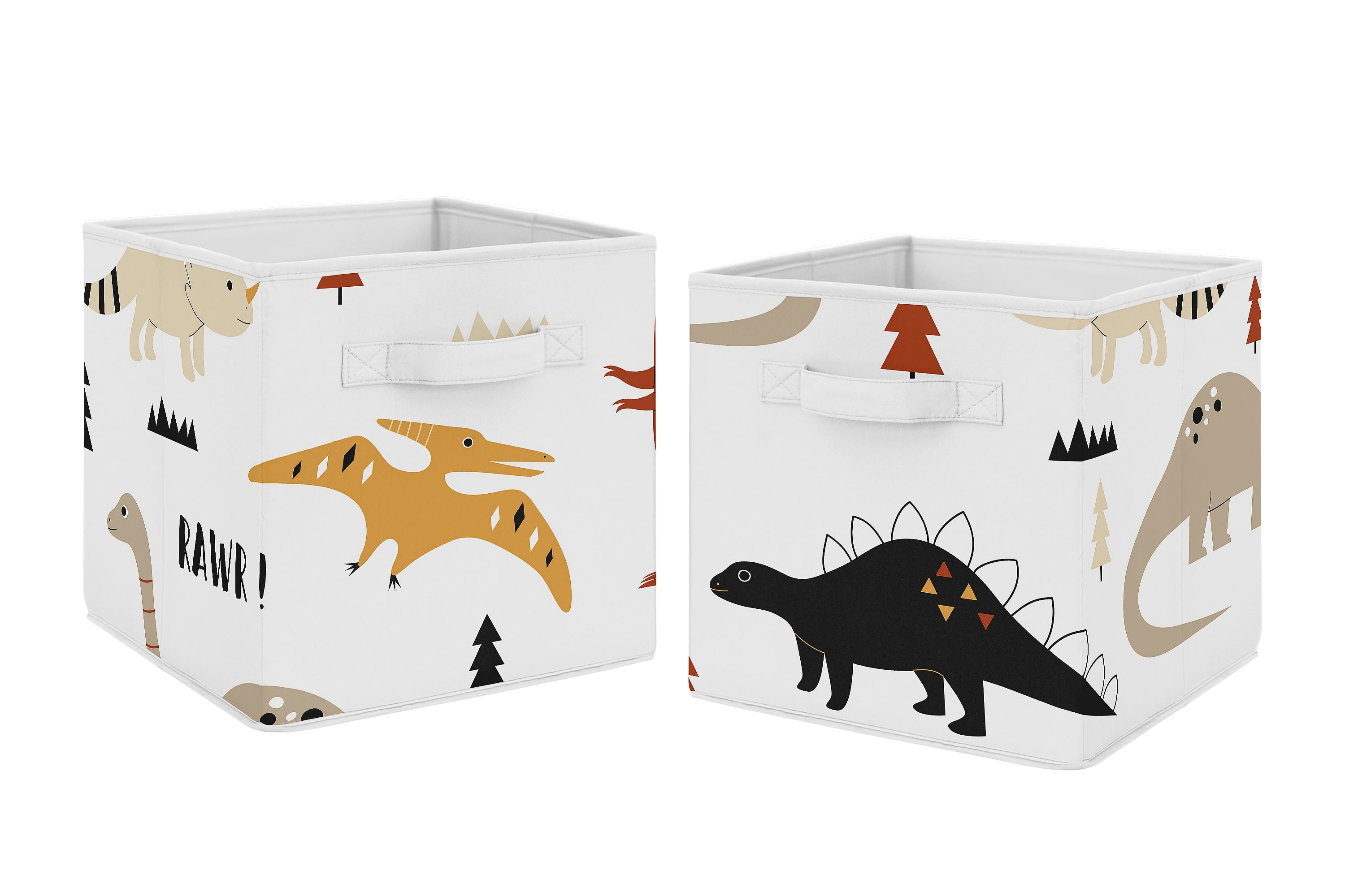 Mod Dinosaur Black and Orange Fabric Storage Bin (Set of 2) by Sweet