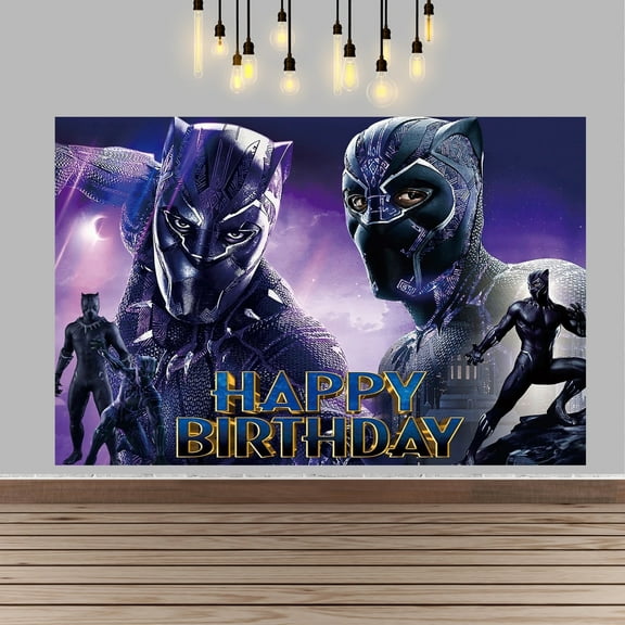 Cartoon Panther Birthday Backdrop Photography Kids Party Supplies Happy Birthday Party Decorations 37''×30''