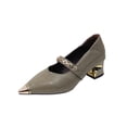 thumbnail image 1 of Cojines Del Dedo Del Pie para Zapatos Accentos Superiores de Metal de Cuero Falso 3 Pulgadas Tacones de Tacón Zapatos de Baile para Mujeres de Moda Casual Versátil Más Tamaño, 1 of 9