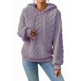 thumbnail image 2 of - Flannel Hooded Loose Pullover Sweater Winter Long Sleeve Warm Top Light  M, 2 of 8