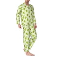 thumbnail image 2 of Sikiie Avocado With Leaf And Flower Mens Pajama Set, Soft Warm Long Sleeve Sleepwear, Cozy Button-Down Pjs for Men-, 2 of 7