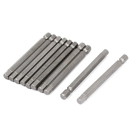 1/4 Inch Shank 75mm Long H6.0 Magnetic Hex Hexagon Screwdriver Bits 10pcs