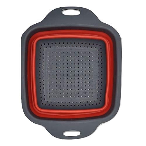 Handy Housewares Colador De Cocina De Silicona Plegable Que Ahorra Espacio (Rojo)