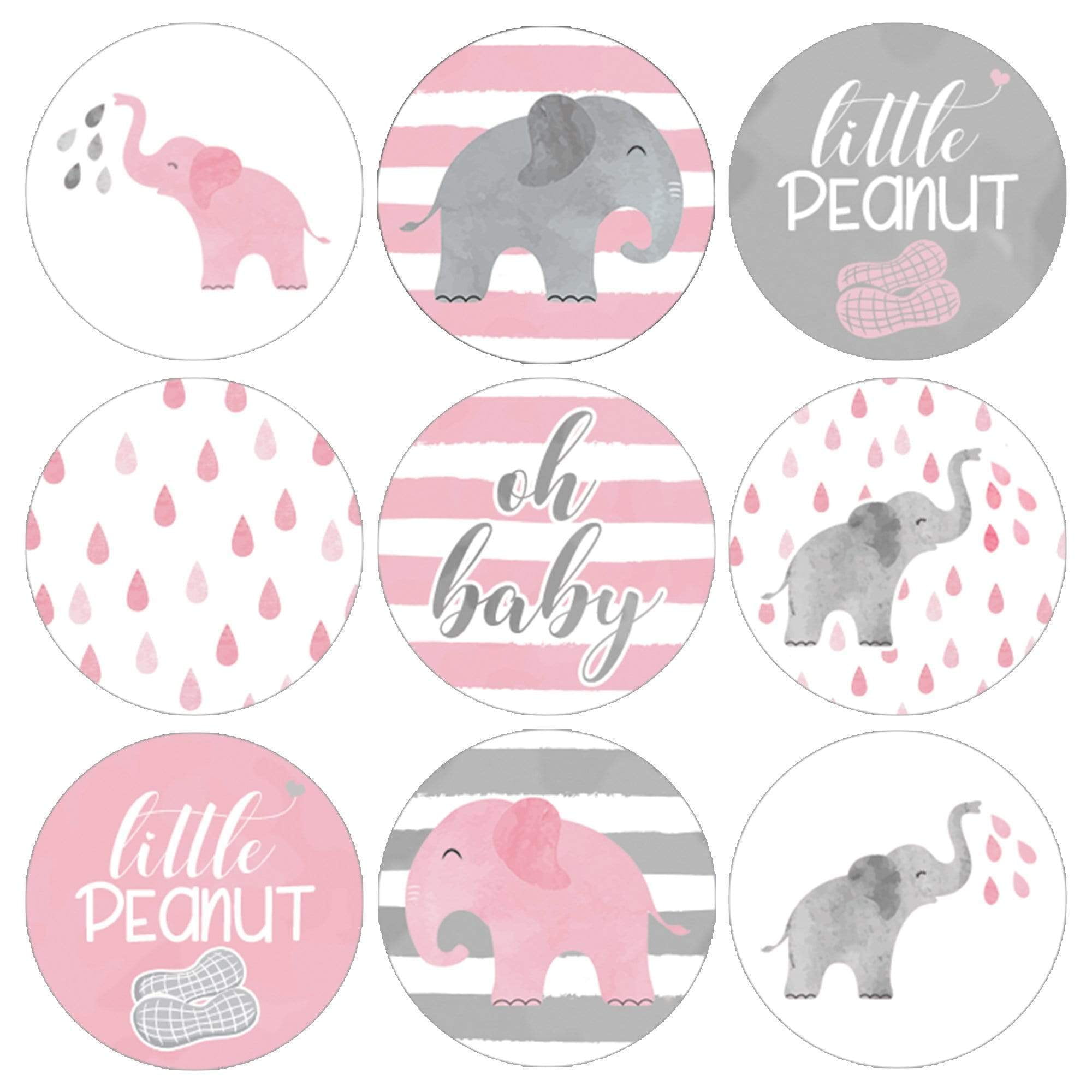 Personalized New Baby Elephant Party Favor Labels, 2 Designs, 30 stickers per page, LABELS ONLY :