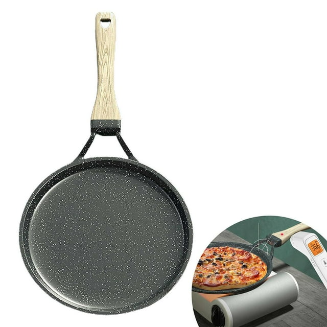 Stratiform Cake Frying Pan Non-sticking Cake Crust Pan Crust Frying Pan Heat Evenly Baking Pan with Integrated Die-cast Handle for Kitchen Baking