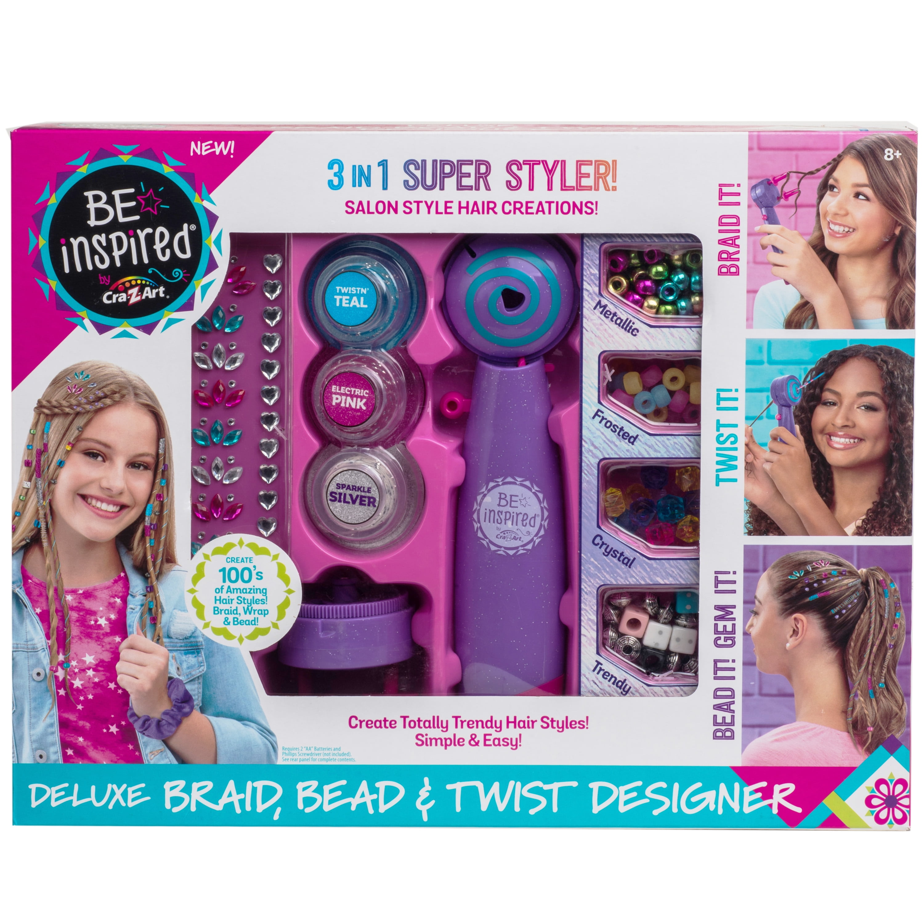 Cra-Z-Art New Be Inspired Deluxe Braid, Bead & Twist Hair Designer, Unisex Tween Ages 8 and up