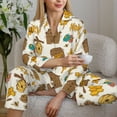 thumbnail image 6 of Uemuo Honeycomb And Honey Pattern Womens Pajama Sets,PJ Set for Women,Pajamas for Women Logo,Long Sleeve Pajama Set for Women,Soft Long Sleeve Top With Pants-Large, 6 of 9