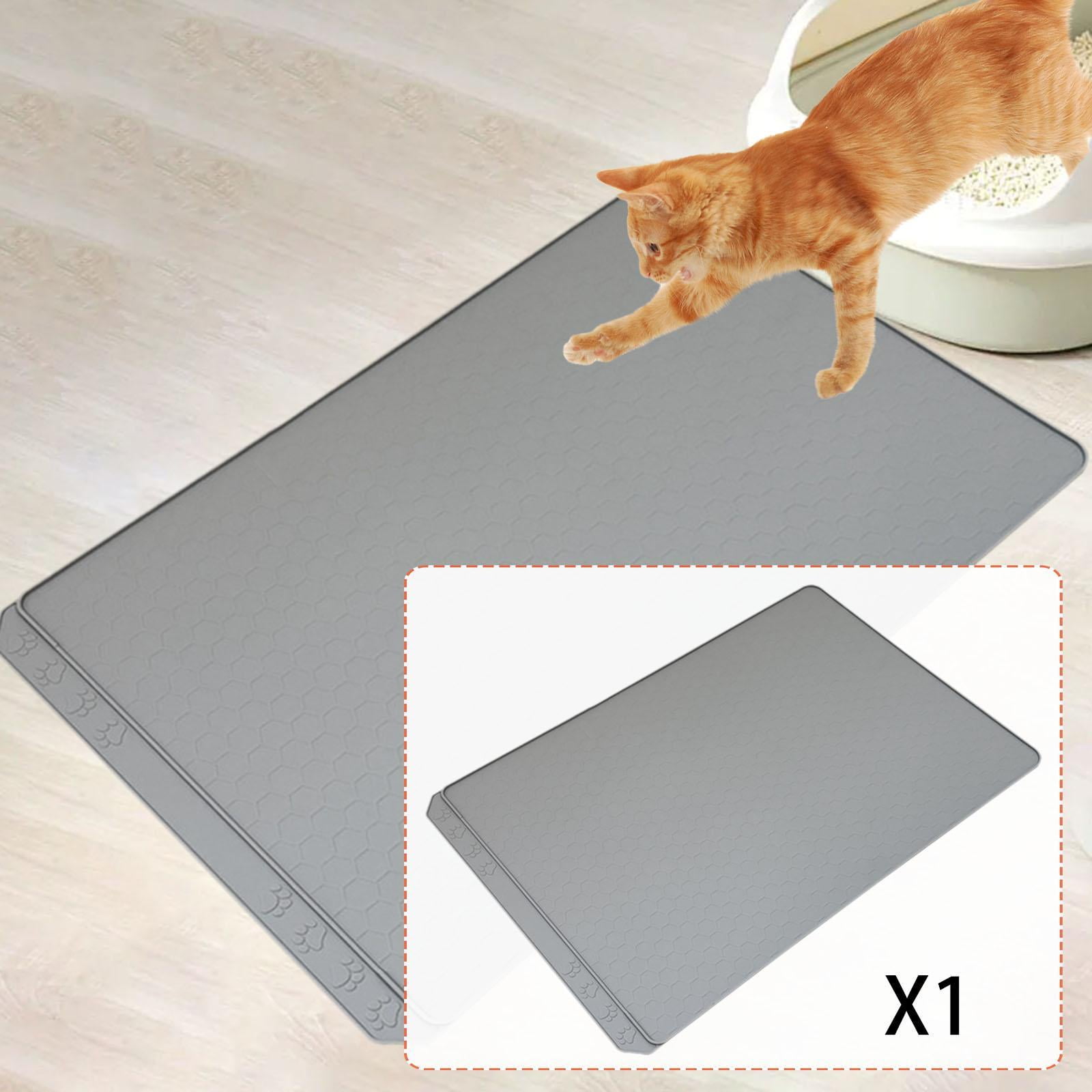 Bvdfgk Cat Litter Mat Scatter Control Multifunctional Easy to Clean Sturdy Trapping Pad gray