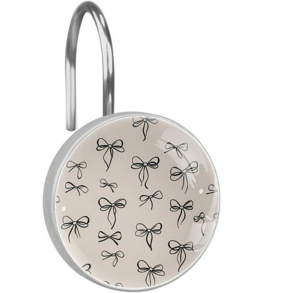 HemaKayy 12 Pcs Shower Curtain Hooks Bathroom Decorative Accessories Black Line Bow