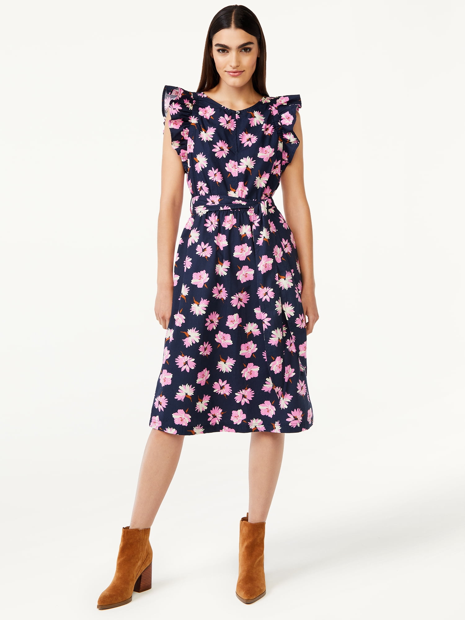 Free Assembly Women's Ruffle Sleeve Midi Dress