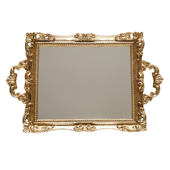 Vintage Style Carved Mirror Tray for Wedding Dessert Table, Storage & Decorative Adornment, Finish, 1 Piece