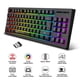 thumbnail image 1 of Teclado inalámbrico PRETXORVE de 87 teclas, recargable, para juegos, con retroiluminación LED multicolor cambiante para PC, 1 of 4