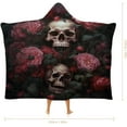 thumbnail image 2 of Hooded Blanket Skull and Rose Wearable Blanket Cape Halloween Blanket Soft Fleece Throw Blanket with Hood for Womens, 2 of 6