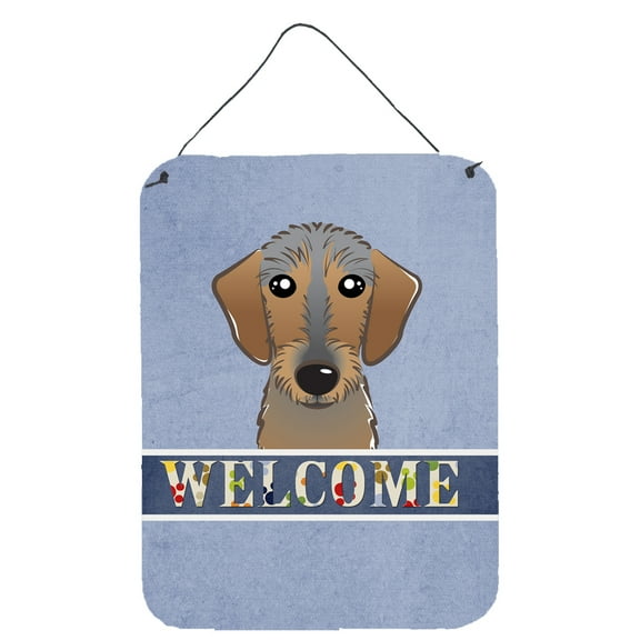 Caroline's Treasures BB1419DS1216 Wirehaired Dachshund Welcome Wall or Door Hanging Prints, Blue, 12x16, multicolor