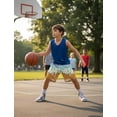 thumbnail image 3 of Lanbubble Boys Athletic Groundwork Performance Shorts Kids Mesh Breathable Quick Dry Stretch Basketball Active Sweat Shorts for 7-14 Years, 3 of 7