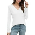 thumbnail image 2 of Fall Shirts for Women 2025 Solid Color Casual V-Neck Loose Fit Going Out Tops Blouse Long Sleeve Shirts for Women, 2 of 6