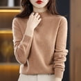 thumbnail image 2 of Suéter de cachemira de otoño e invierno para mujer, suéter corto de cuello alto con base gruesa, suéter suelto de lana, 2 of 6