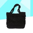thumbnail image 3 of Miangastore Portable Beach Bag Cotton Thread Hand-crocheted Bag Handmade Shoulder Bag Large Capacity Messenger Bag (Black), 3 of 8
