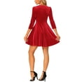 thumbnail image 4 of INSPIRE CHIC Women's Prom Square Neck 3/4 Sleeve Velvet Dress XS Red, 4 of 6