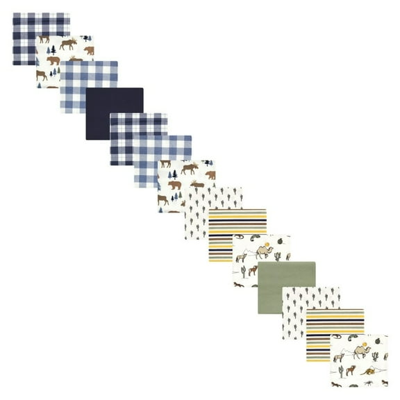 Hudson Baby Infant Boy Cotton Flannel Receiving Blankets Bundle Set, Moose Bear Desert Animals, One Size