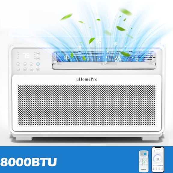 8000 BTU Inverter Window Air Conditioner, 15 CEER Energy Efficient AC with 42dB Quiet Operation, WiFi & App Control, Auto Swing, 4 Modes & ECO Setting, Cools up to 350 Sq.Ft.