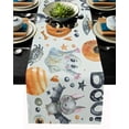 thumbnail image 1 of Chemin de Table 70 Pouces de Long pour Salle à Manger Halloween Lavable en Toile de Jute Lin Collection de Table pour Fête Dîner Vacances Citrouille Fantôme, 1 of 7