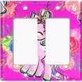thumbnail image 6 of Metal Light Switch Plate Cover Pink Unicorn Rose Fairy Universe UNI005, 6 of 13