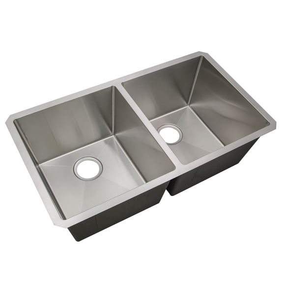 Handmade Stainless Steel Double Bowl Undermount Kitchen Sink, 32 x 18 x 10 in.