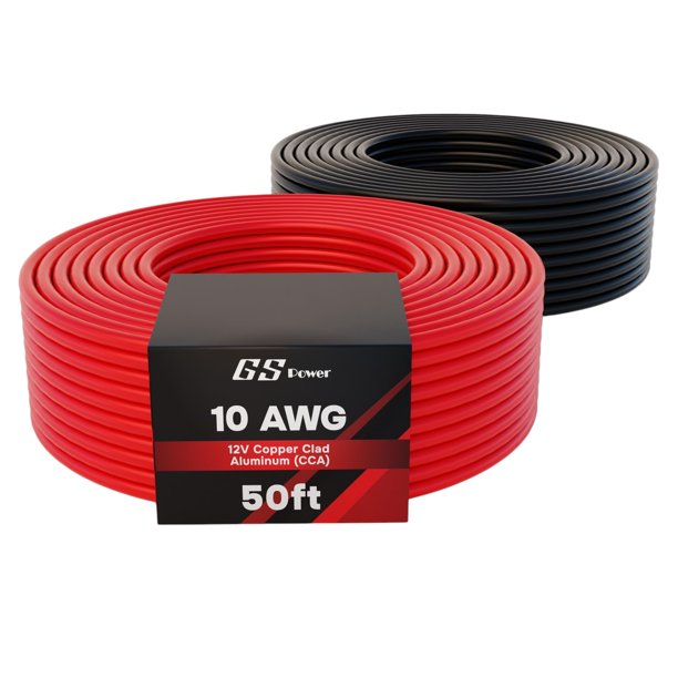 Cable automotriz GS Power 10 AWG 15 m CCA 12 V rojo negro