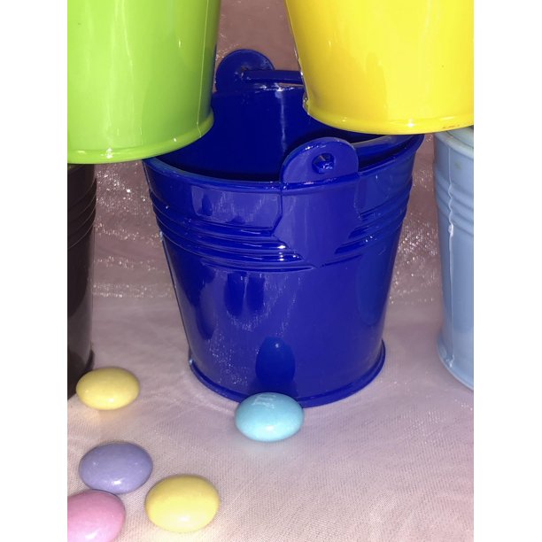 Charmed Mini Beach Sand Plastic Buckets Party Favors Candy Box Baby Shower; Royal Blue; 12