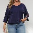thumbnail image 7 of Xdegoge Womens Plus Size Tops 3/4 Sleeve Trendy V Neck T Shirts Summer Tunic Ladies Tops Loose Business Casual Blouses Fashion Going Out Tops Ropa Mujer, 7 of 7