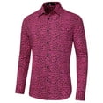 thumbnail image 6 of INSPIRE CHIC Men's Vintage Leopard Printed Button Down Long Sleeve Cotton Shirt XL Rose Red, 6 of 7